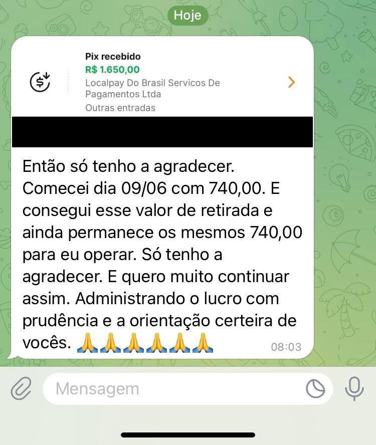 Depoimento real de cliente 6 com lucros usando o Imperador Trader